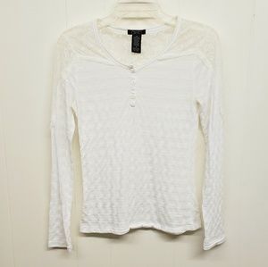 3/$15! Striped White Top w/ Lace Shoulders